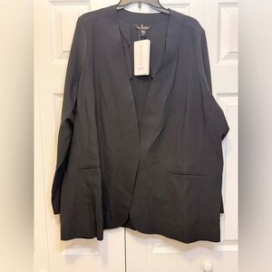 Athleta Avenues Blazer Black Size 24 NWT Stretch Open Front Career Jacket